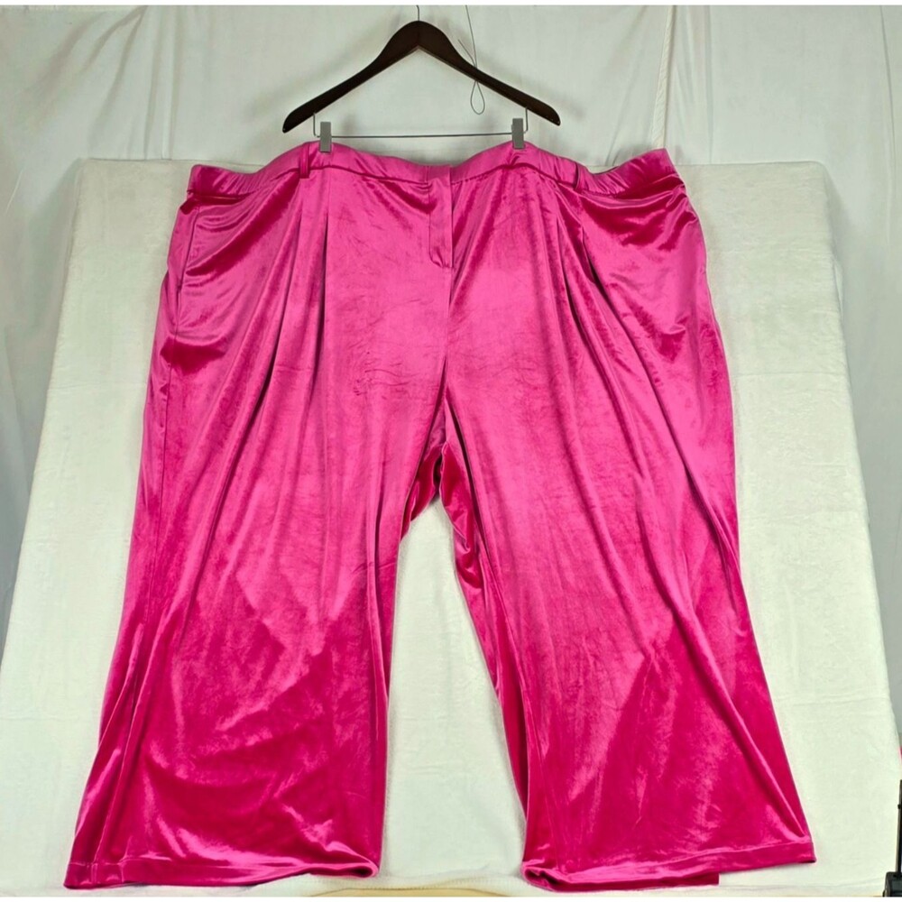 Universal Standard Velvet Wide-Leg Pants Women Pink  4XL Belted Luxe